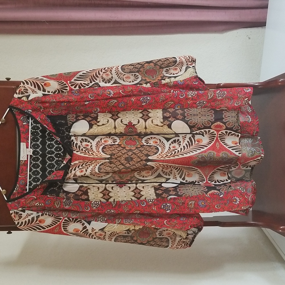 Multicolored pullover long Sleeved printed blouse